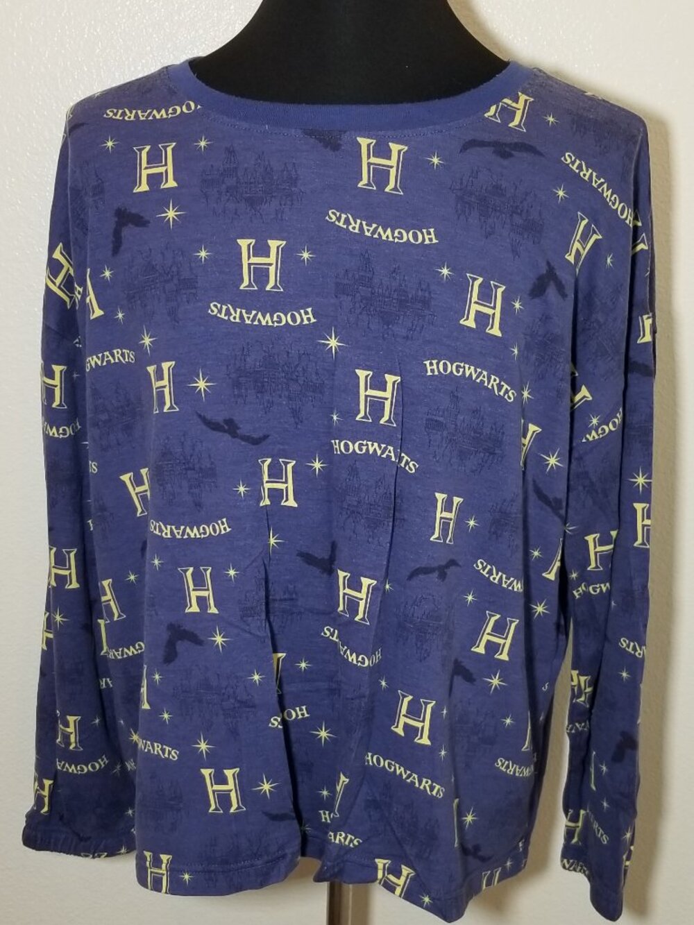 Harry Potter Womens Large Blue 2pc Pajamas Wizarding World Hogwarts Comfy Lounge